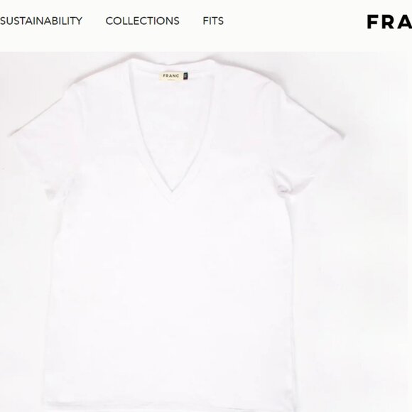 FRANC White V-Neck Tee - 3X - Picture 2 of 9